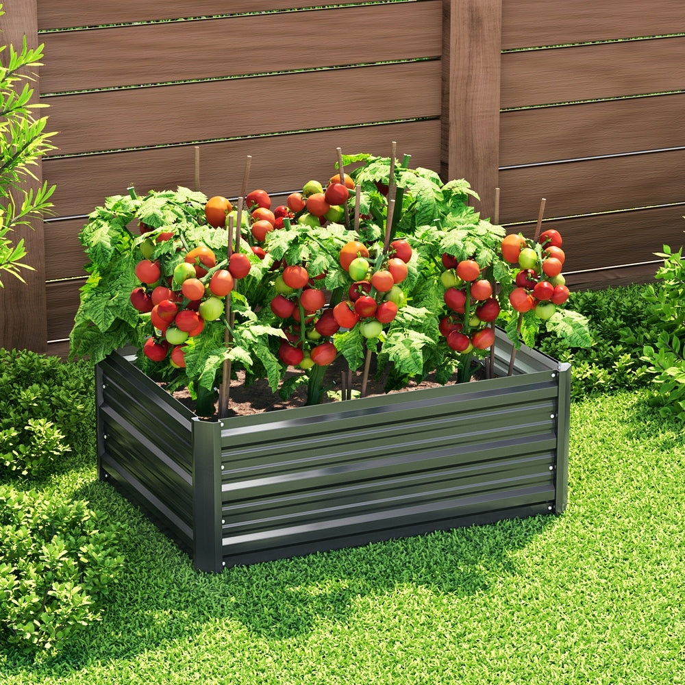 Greenfingers 80x60x30cm Raised Planter Box Aluminium Grey