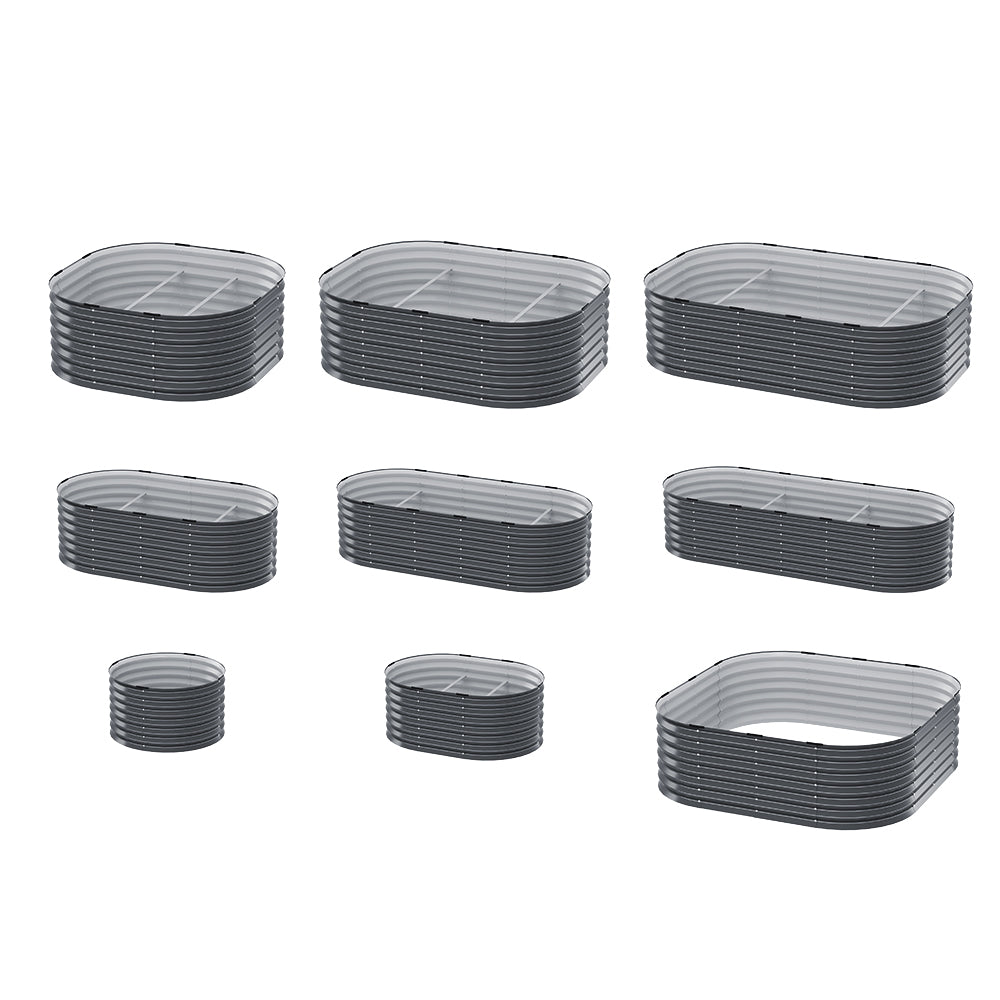 Greenfingers Modular Raised Garden Bed 9-in-1 Galvanised Planter Box Grey