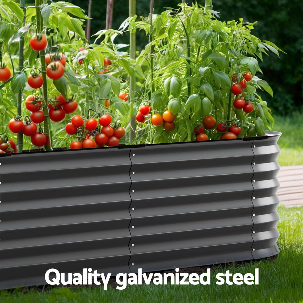 Greenfingers Modular Raised Garden Bed 9-in-1 Galvanised Planter Box Grey