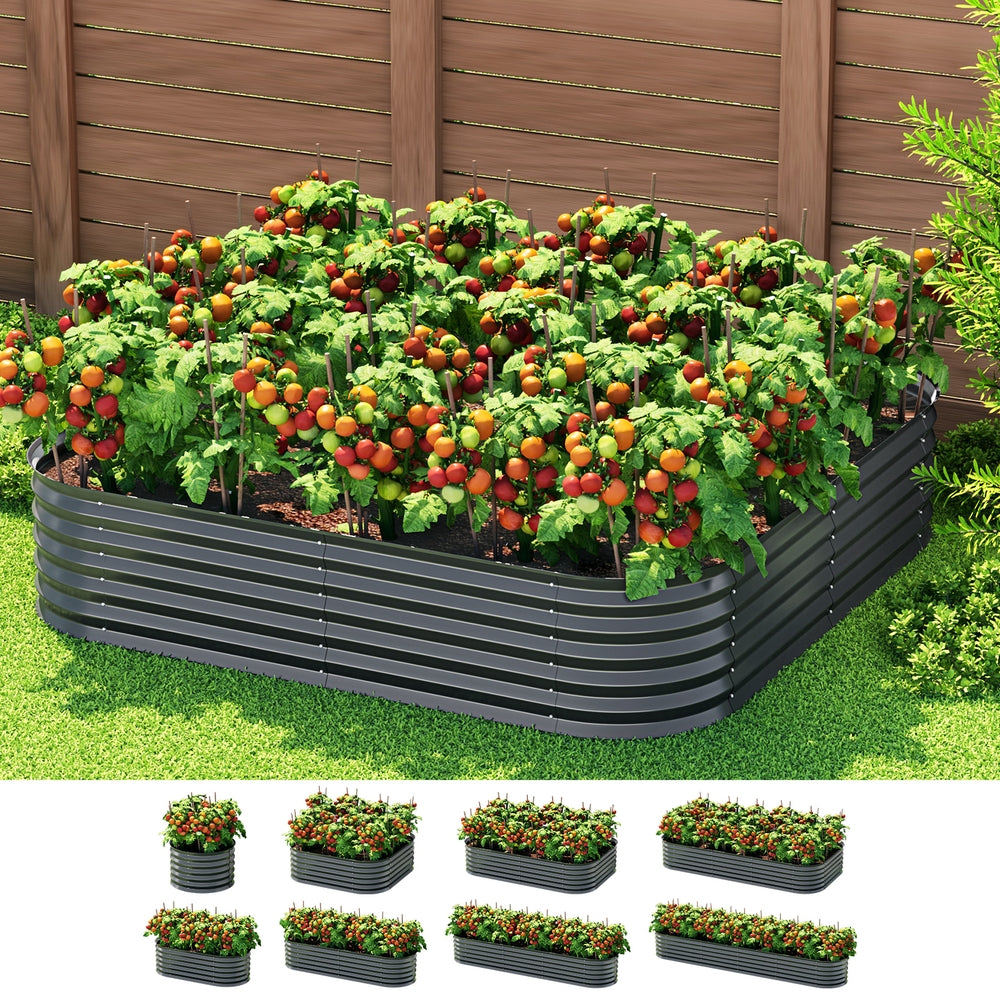 Greenfingers 9-in-1 Modular Planter Box 40cm Aluminium Grey
