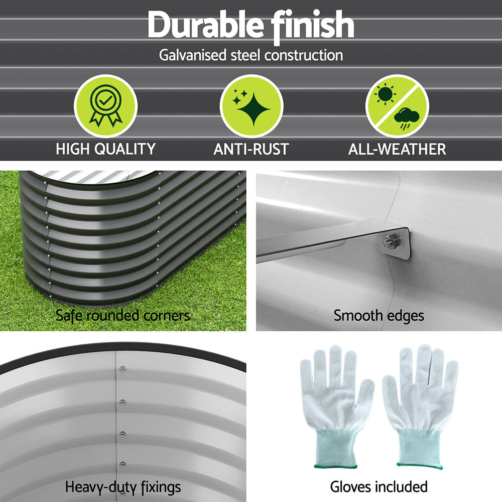 Greenfingers 56cm Modular Planter Box Aluminium Grey