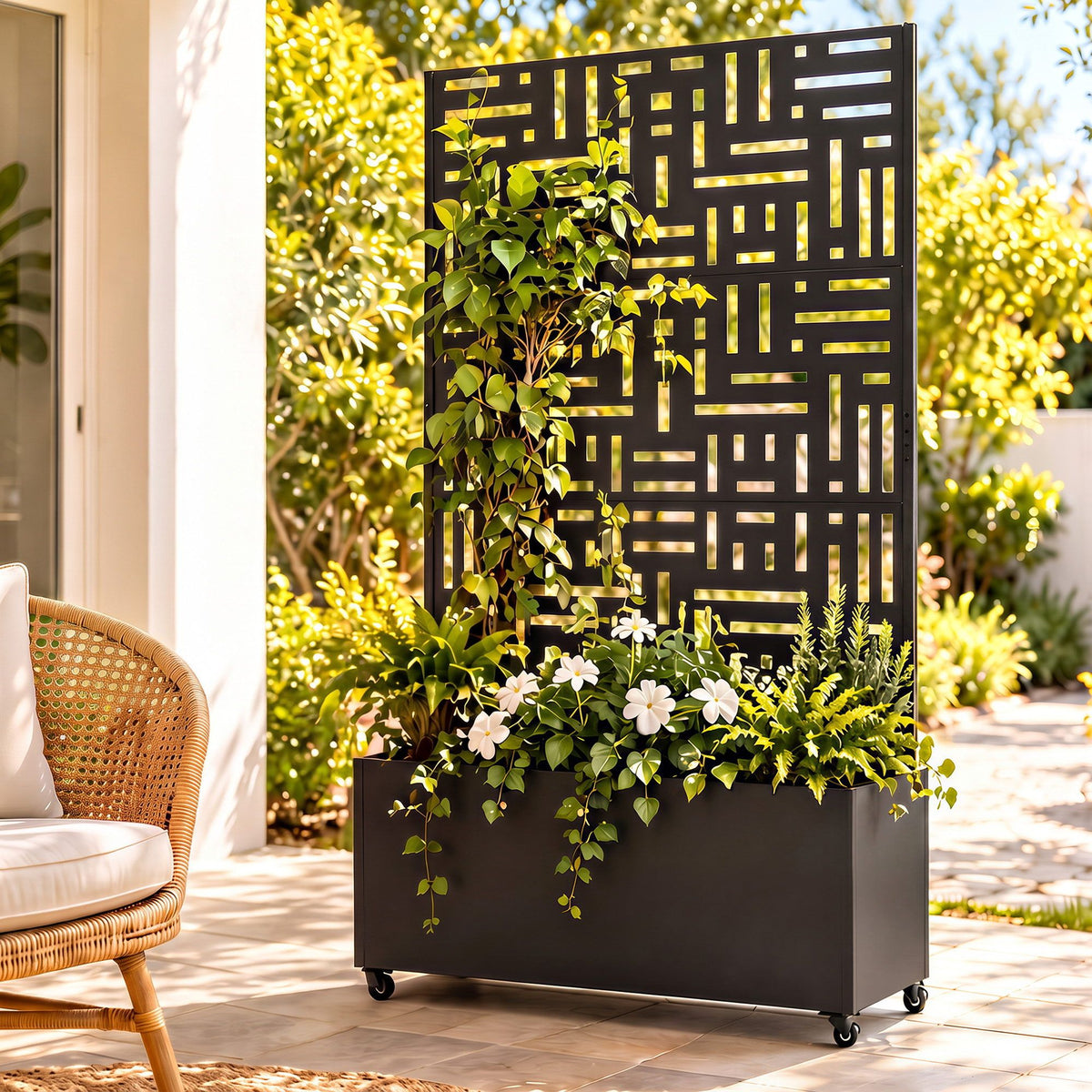 Green Fingers Raised Garden Bed with Trellis Privacy Screen