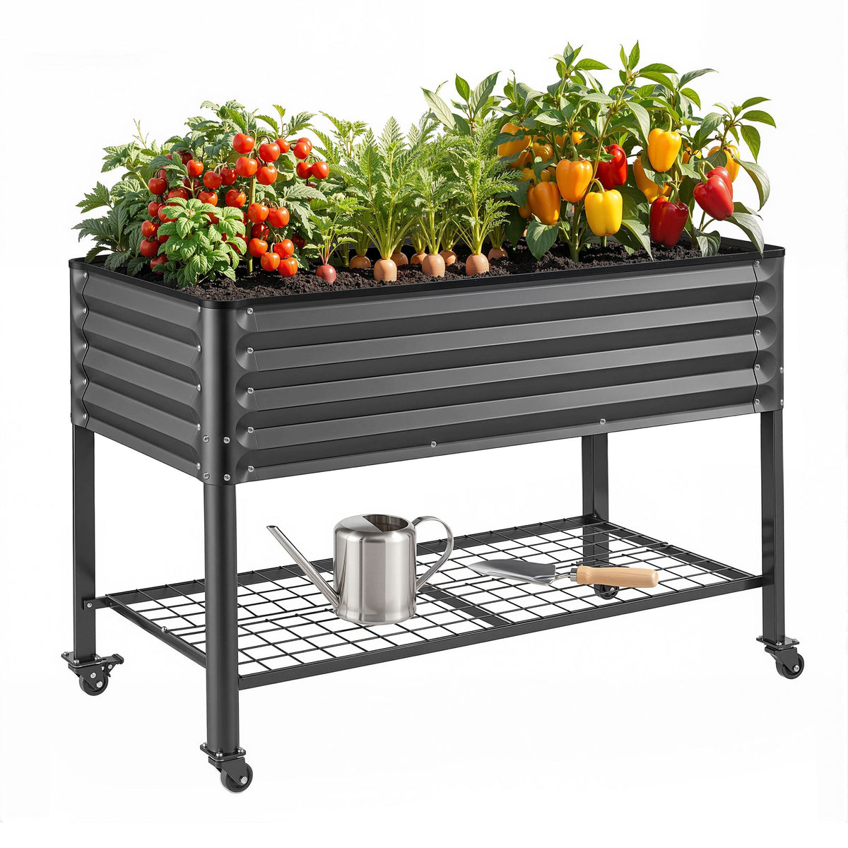 Green Fingers Mobile Raised Garden Bed with Wheels 81cm Charcoal