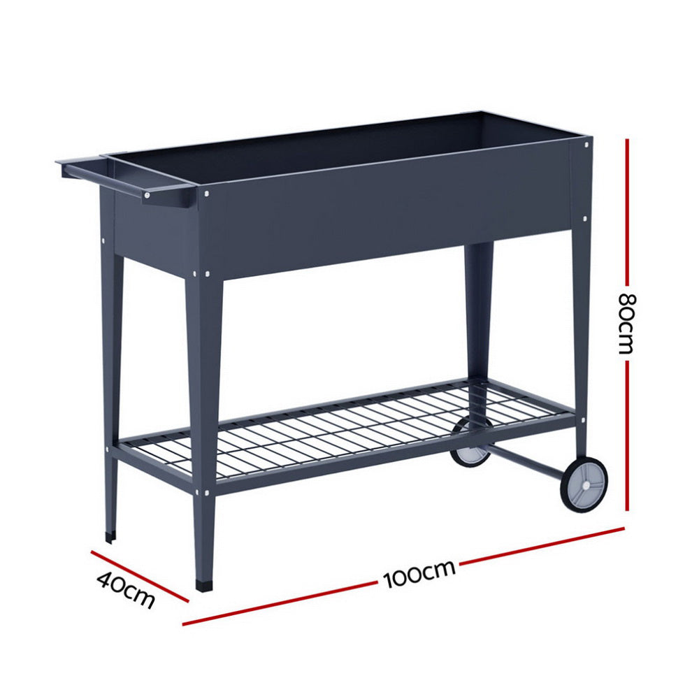 Green Fingers 100x40x80cm Raised Garden Bed Planter Box Aluminium Grey (Set of 2)