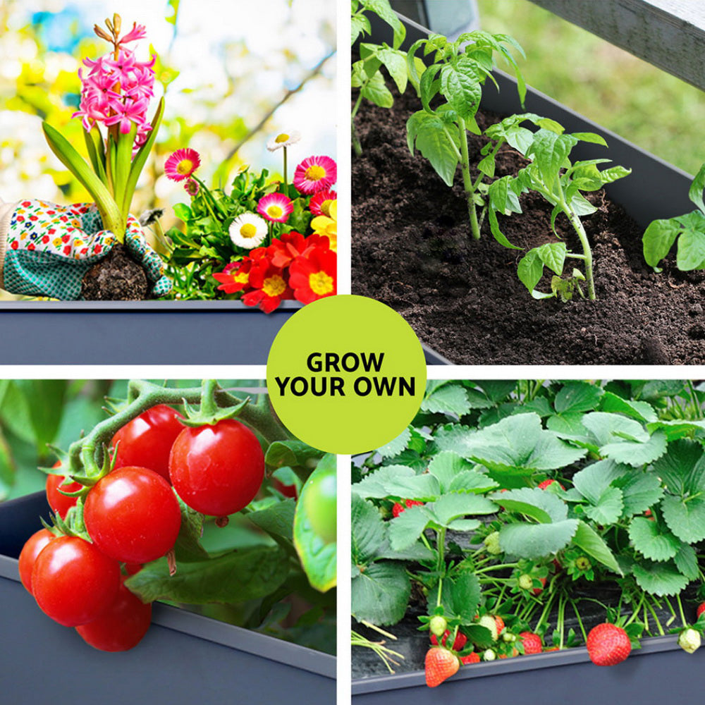 Green Fingers 100x40x80cm Raised Garden Bed Planter Box Aluminium Grey (Set of 2)