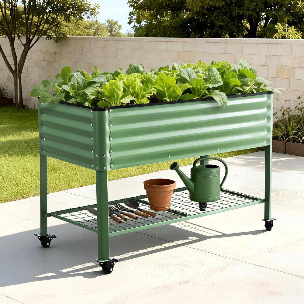 Green Fingers Mobile Raised Garden Bed Kit 115cm Green