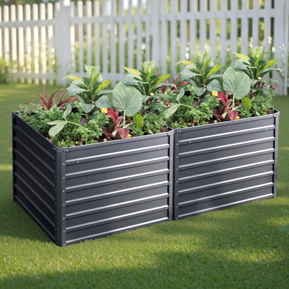 Green Fingers 2x Raised Garden Bed 100x100x77cm Galvanised Planter Box