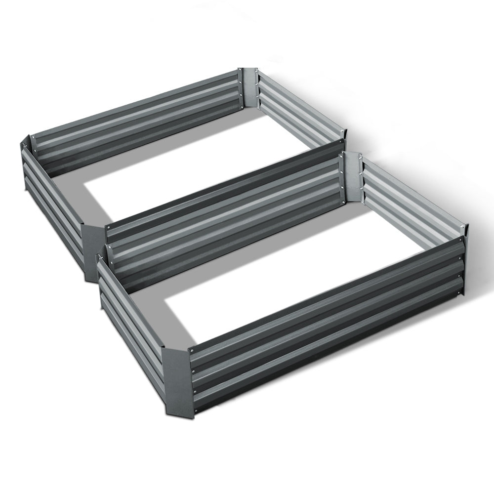 Green Fingers Set of 2 Galvanised Raised Garden Bed 120x90cm