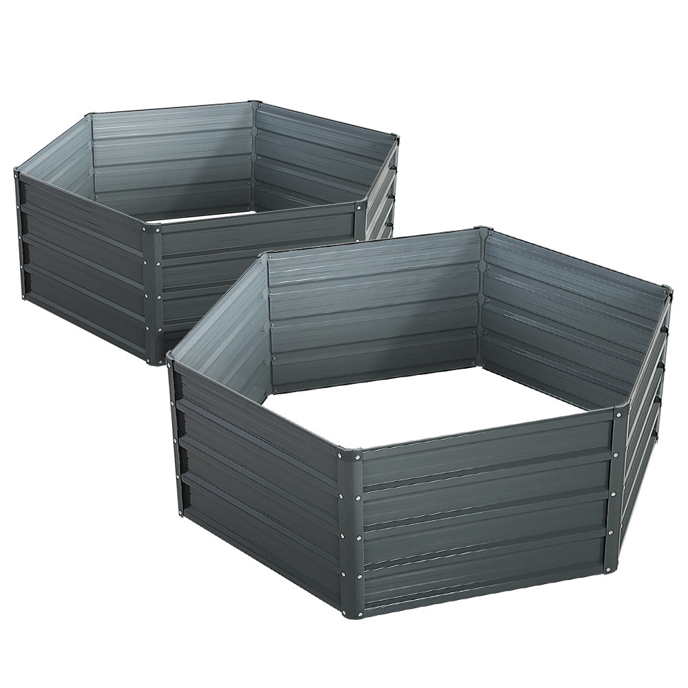 Green Fingers 2x Raised Garden Bed 130x130x46cm Galvanised Planter