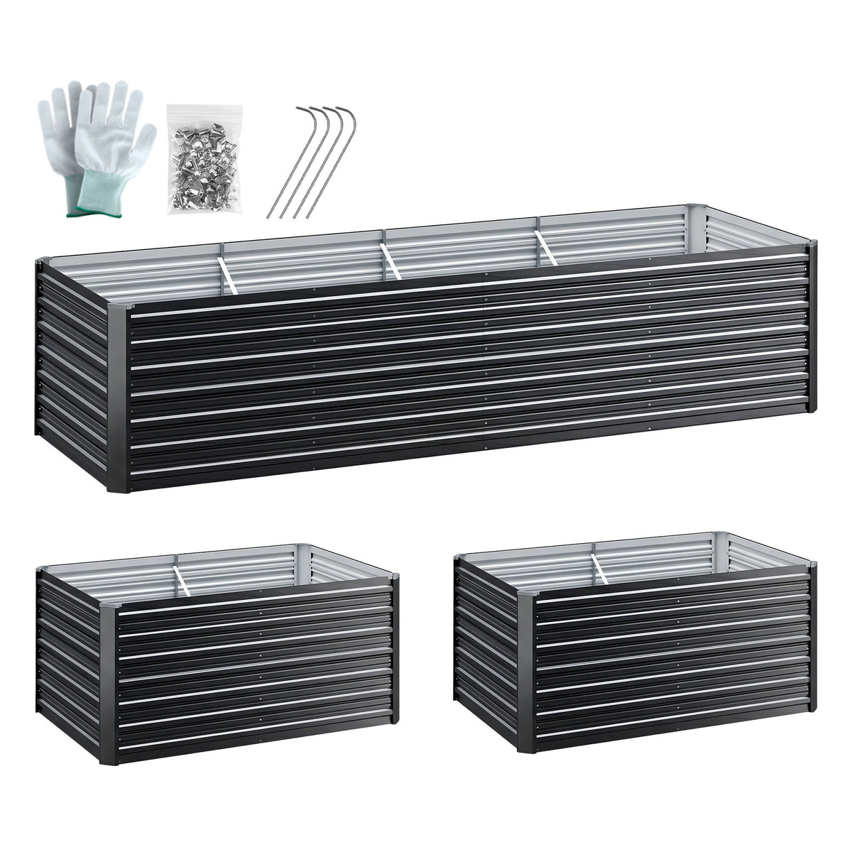 Green Fingers 320x80x77cm Raised Garden Bed Galvanised Planter Box