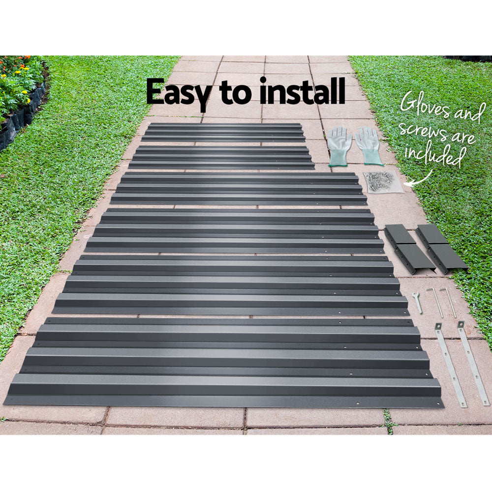 Green Fingers 150x90cm Raised Planter Box Galvanised Aluminium Grey (2 Pack)