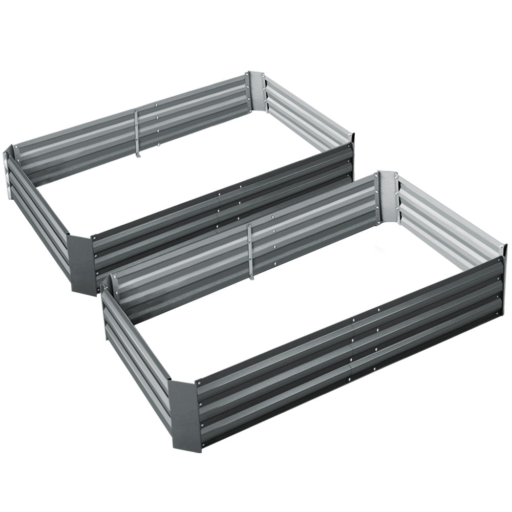 Green Fingers 2x Raised Garden Bed 150x90cm Galvanised Planter Box