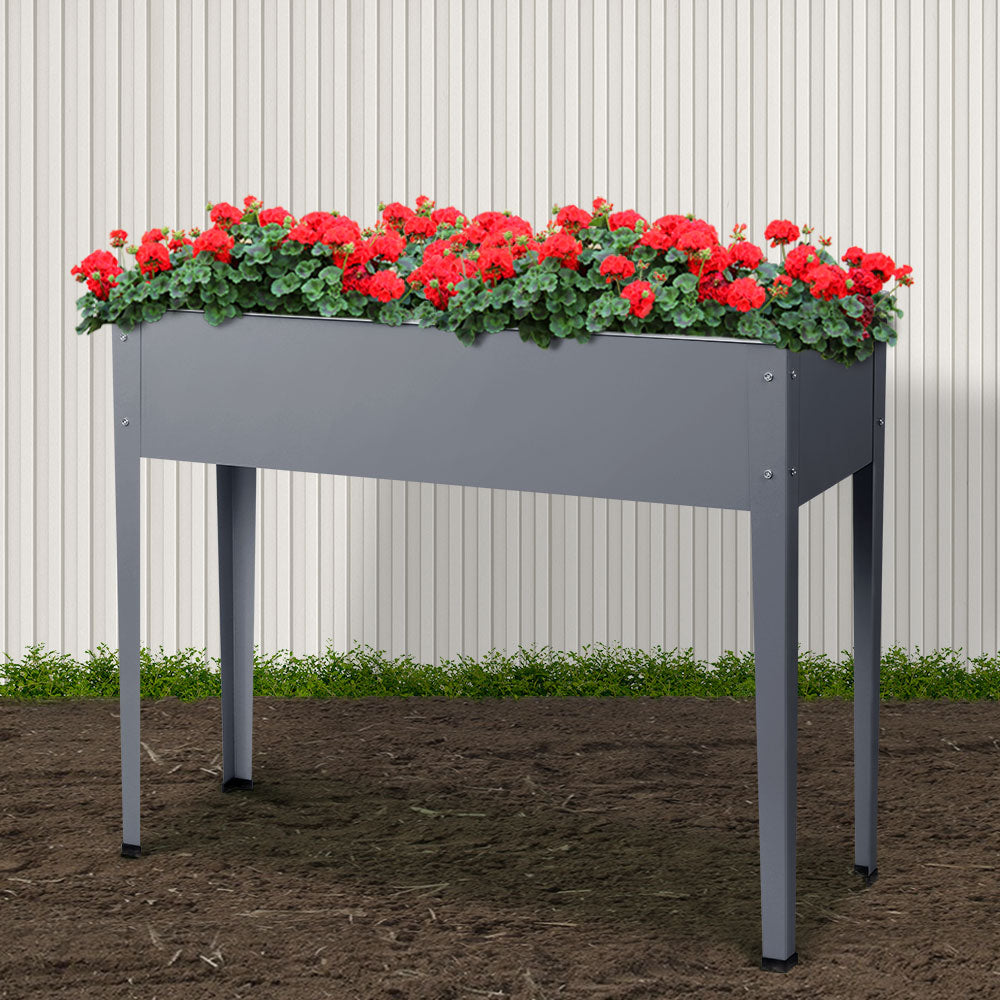 Green Fingers 100x80x30cm Elevated Planter Box Galvanised Steel