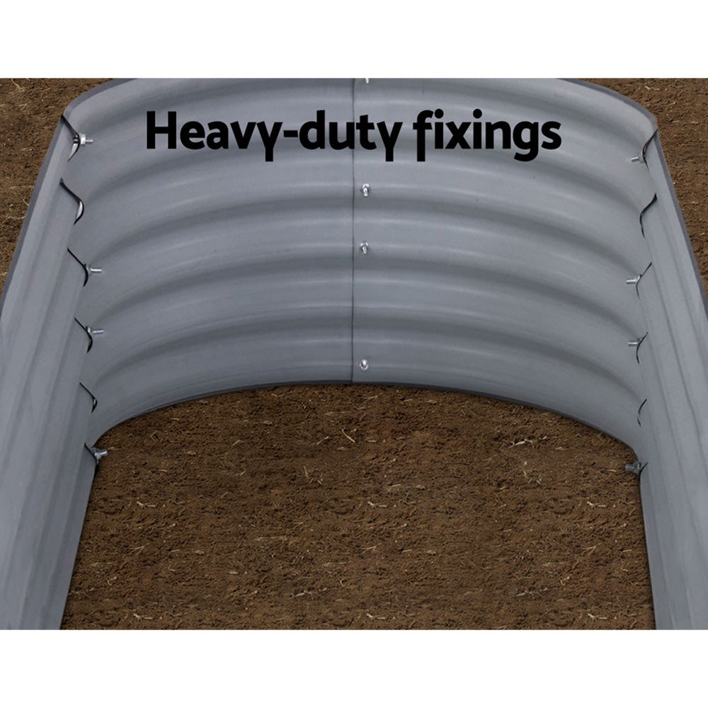 Green Fingers Oval Planter Box 160x80x42cm Galvanised Raised Garden Bed