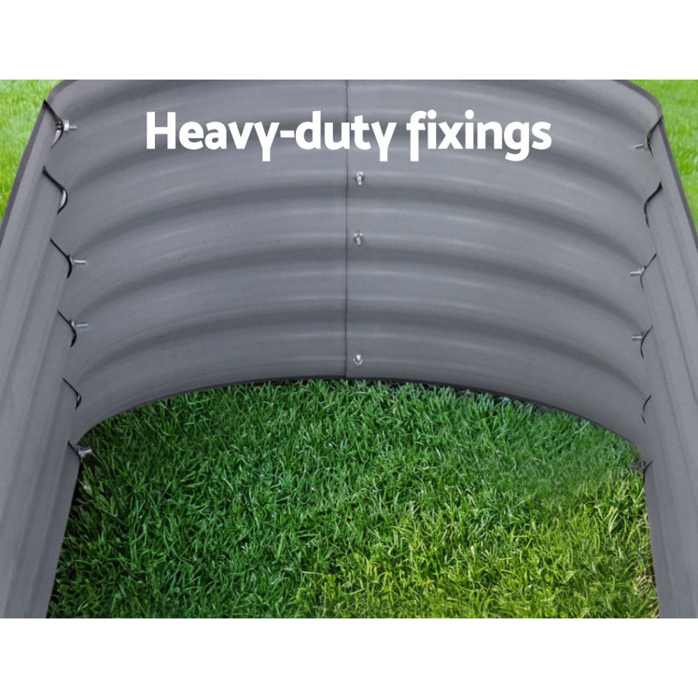 Green Fingers Oval Planter Box 160x80x42cm Galvanised Raised Garden Bed Aluminium Grey (Set of 2)