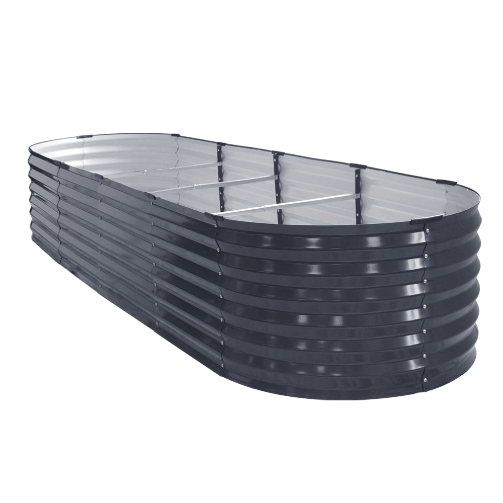 Green Fingers Oval Planter Box Galvanised Aluminium Grey 320x80x42cm (Set of 2)