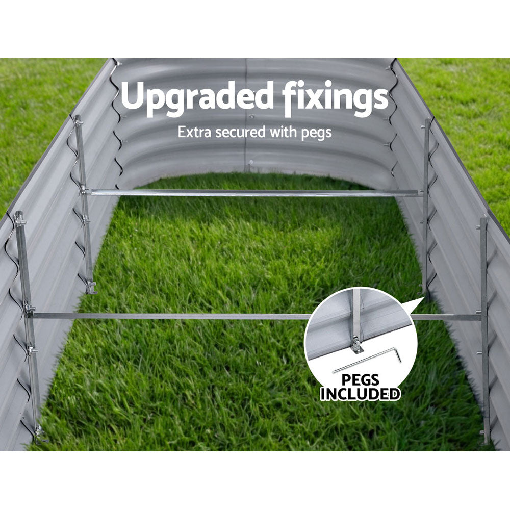 Green Fingers Oval Planter Box Galvanised Aluminium Grey 320x80x42cm (Set of 2)