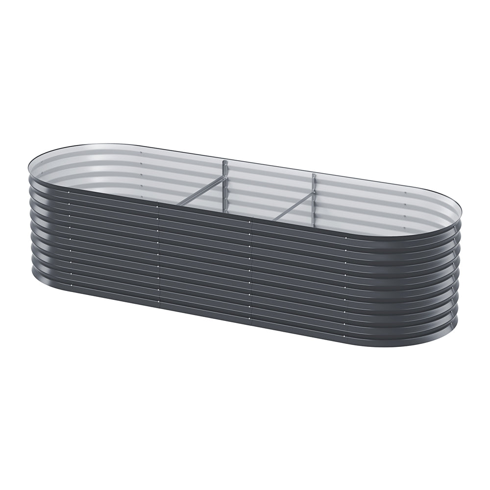 Greenfingers Oval Planter Box 240x80x56cm Aluminium Grey