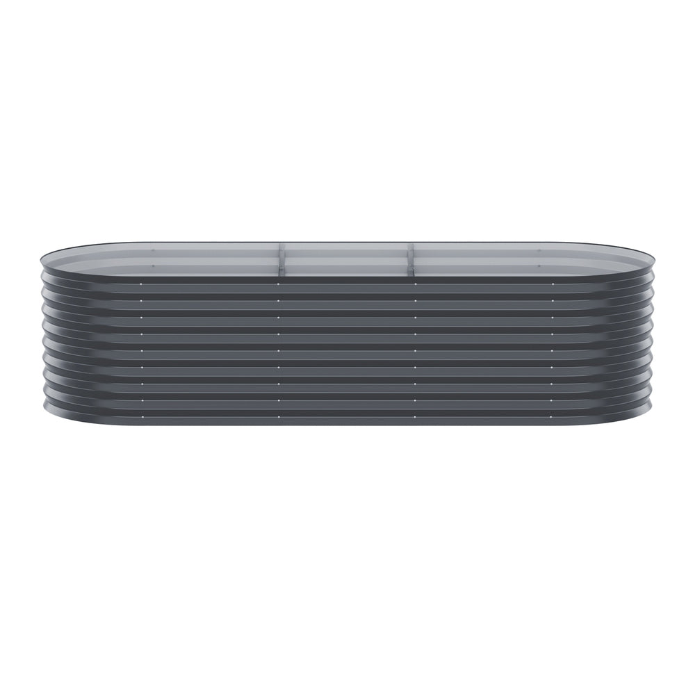 Greenfingers Oval Planter Box 240x80x56cm Aluminium Grey