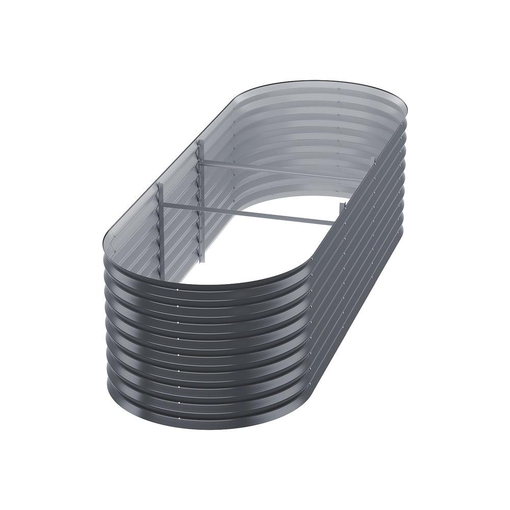 Greenfingers Oval Planter Box 240x80x56cm Aluminium Grey