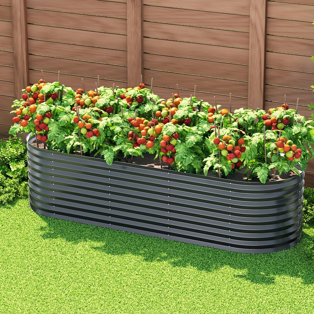 Greenfingers Oval Planter Box 240x80x56cm Aluminium Grey