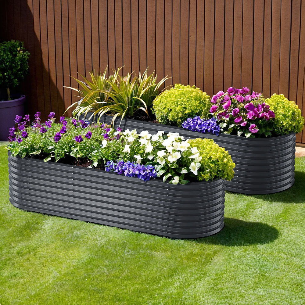 Green Fingers Oval Raised Garden Bed Kit 240cm x 80cm x 56cm