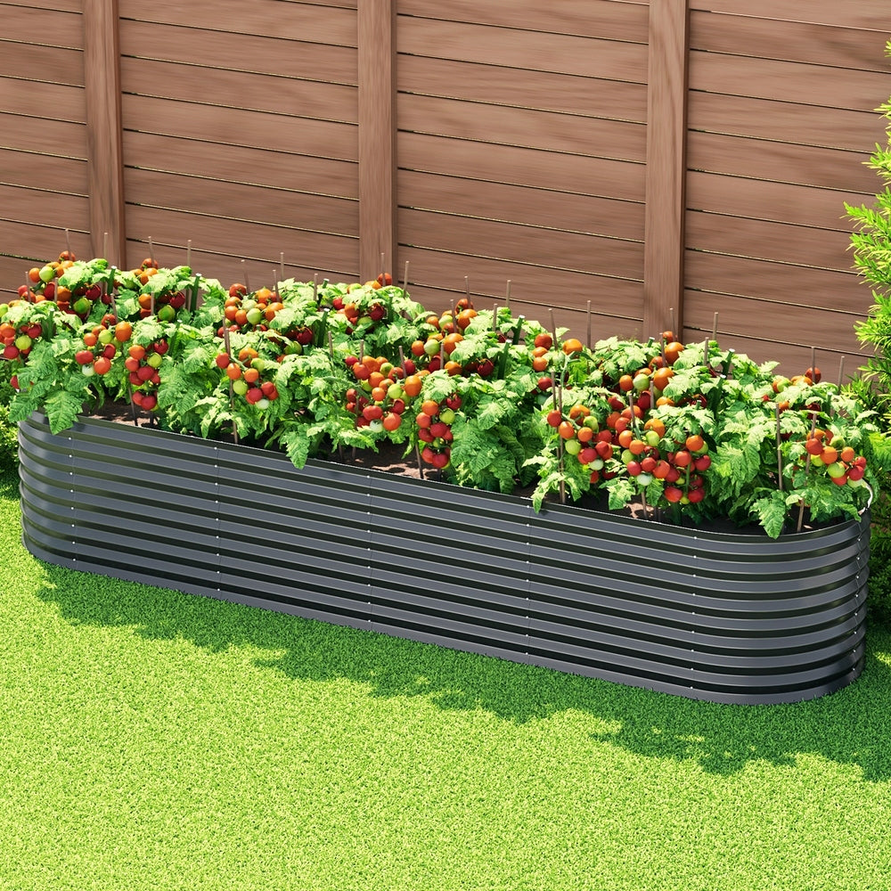 Greenfingers Oval Planter Box 320x80x56cm Aluminium Grey
