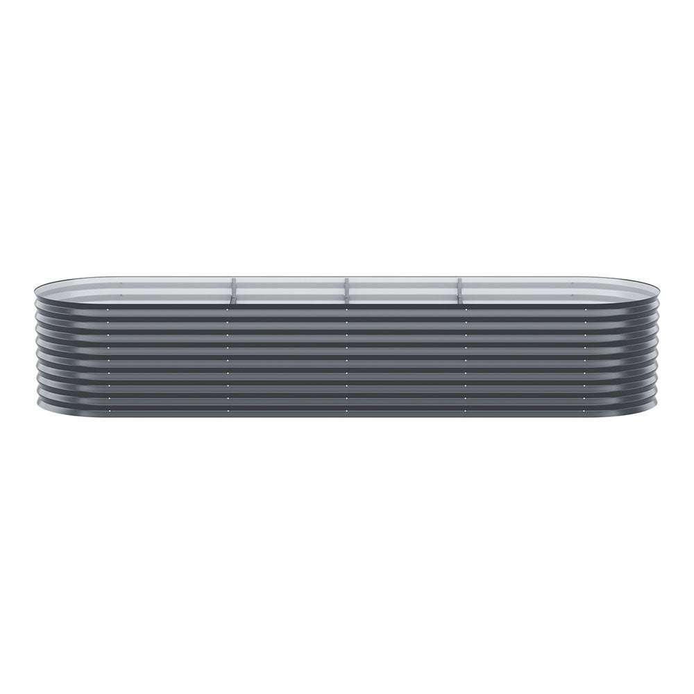 Greenfingers 320x80cm Oval Raised Garden Bed Aluminium Grey (Set of 2)