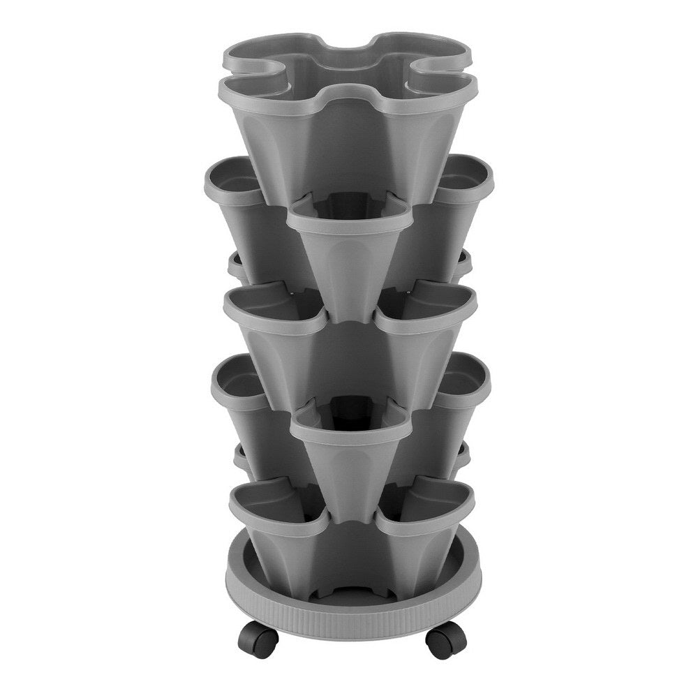 Green Fingers 5-Tier Vertical Garden Planter Stackable Grey