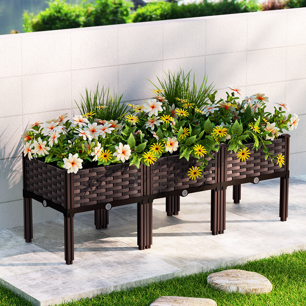 Green Fingers 120x40x36cm Raised Garden Bed Planter Box Brown