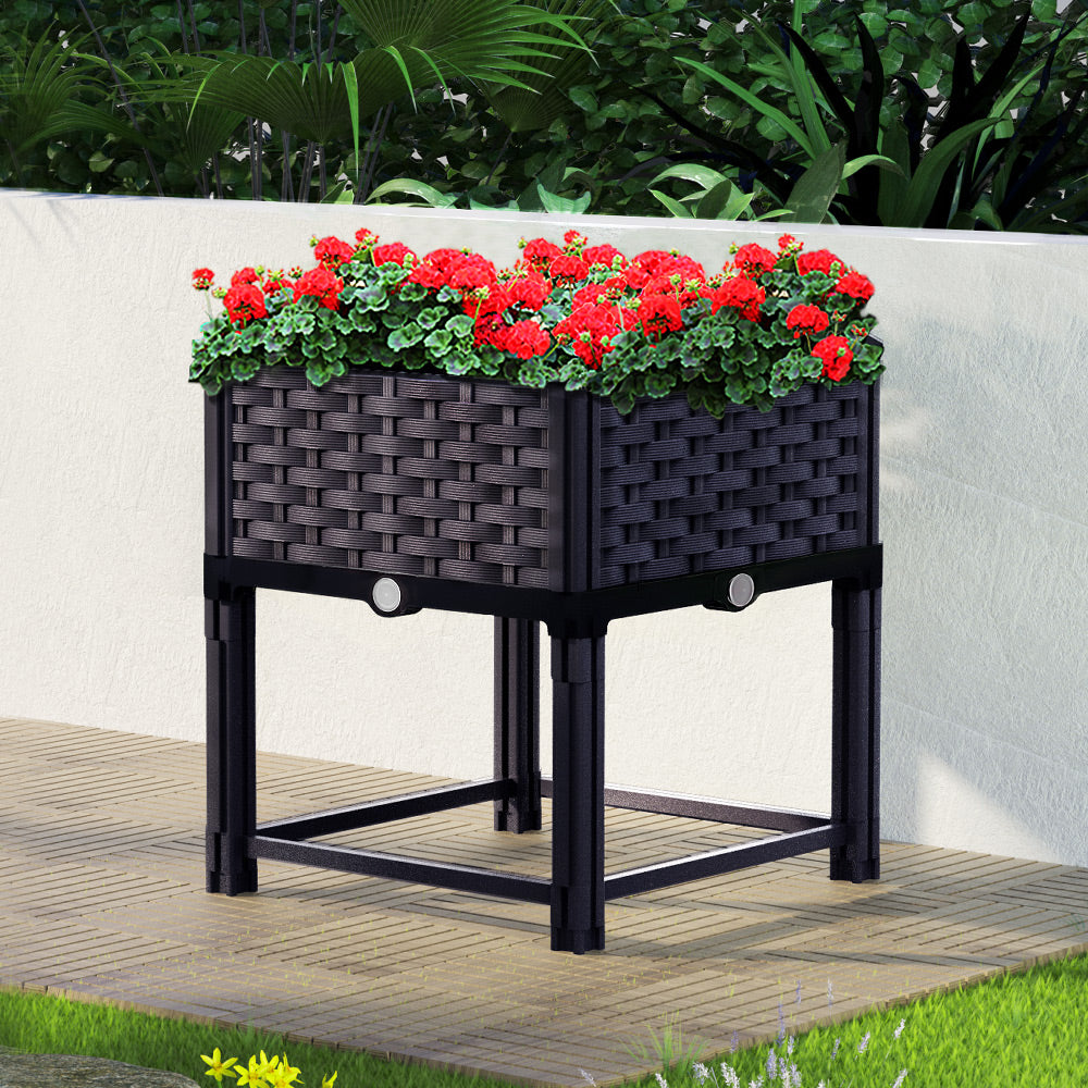 Green Fingers 40x40x23cm Raised Garden Bed Planter Box Brown