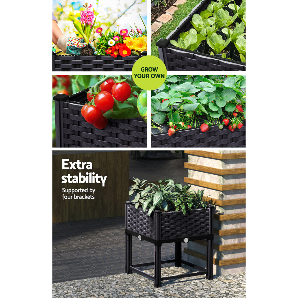 Green Fingers 40x40x23cm Raised Garden Bed Planter Box Brown