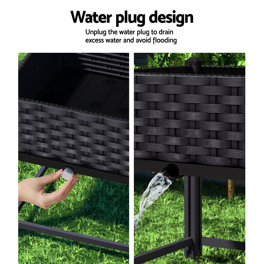 Green Fingers 40x40x23cm Raised Garden Bed Planter Box Brown