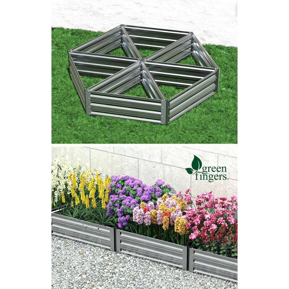 Green Fingers 86x86x30cm Galvanised Raised Garden Bed Planter Box Grey