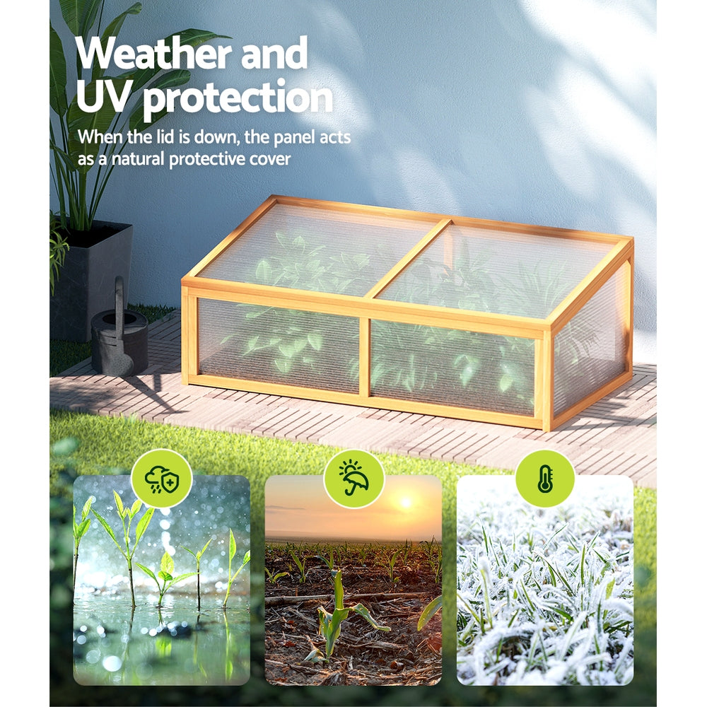 Greenfingers Wooden Raised Planter Box 110x58x42cm Brown