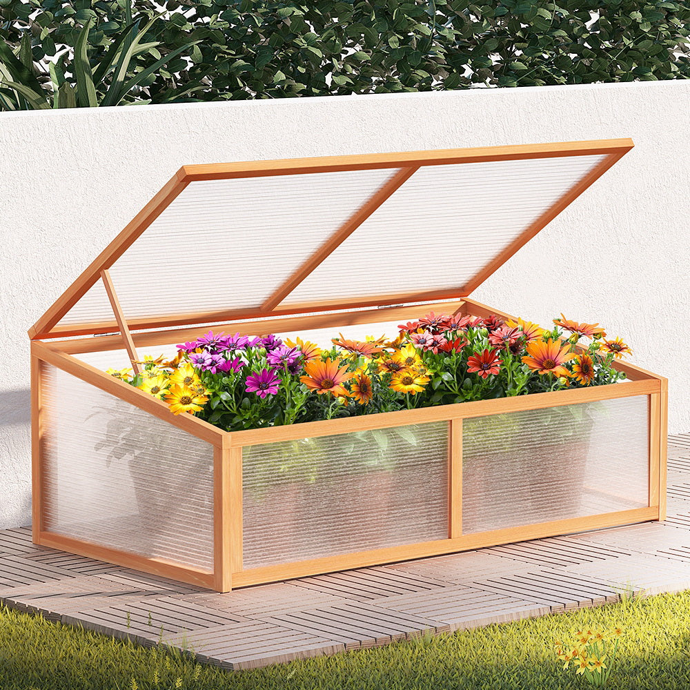 Greenfingers Wooden Raised Planter Box 110x58x42cm Brown