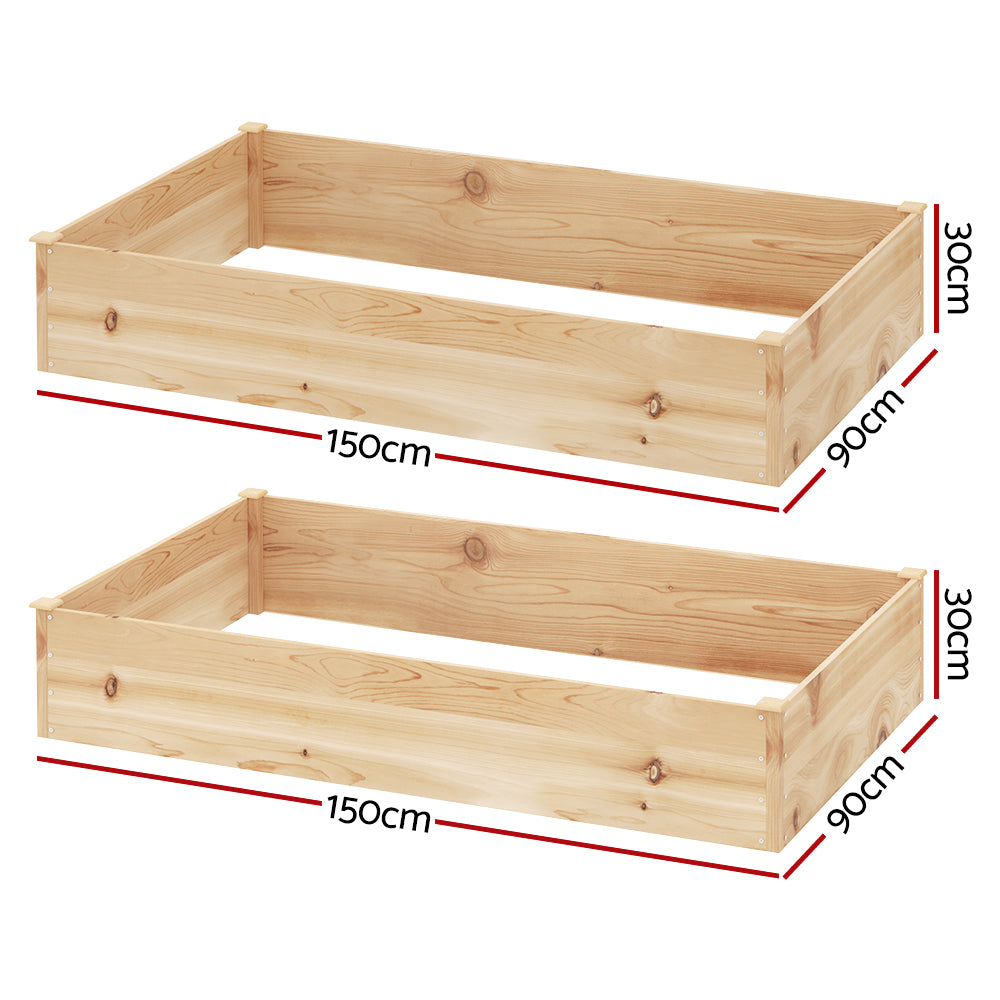 Greenfingers Wooden Raised Garden Bed 150x90x30cm Planter Box Natural