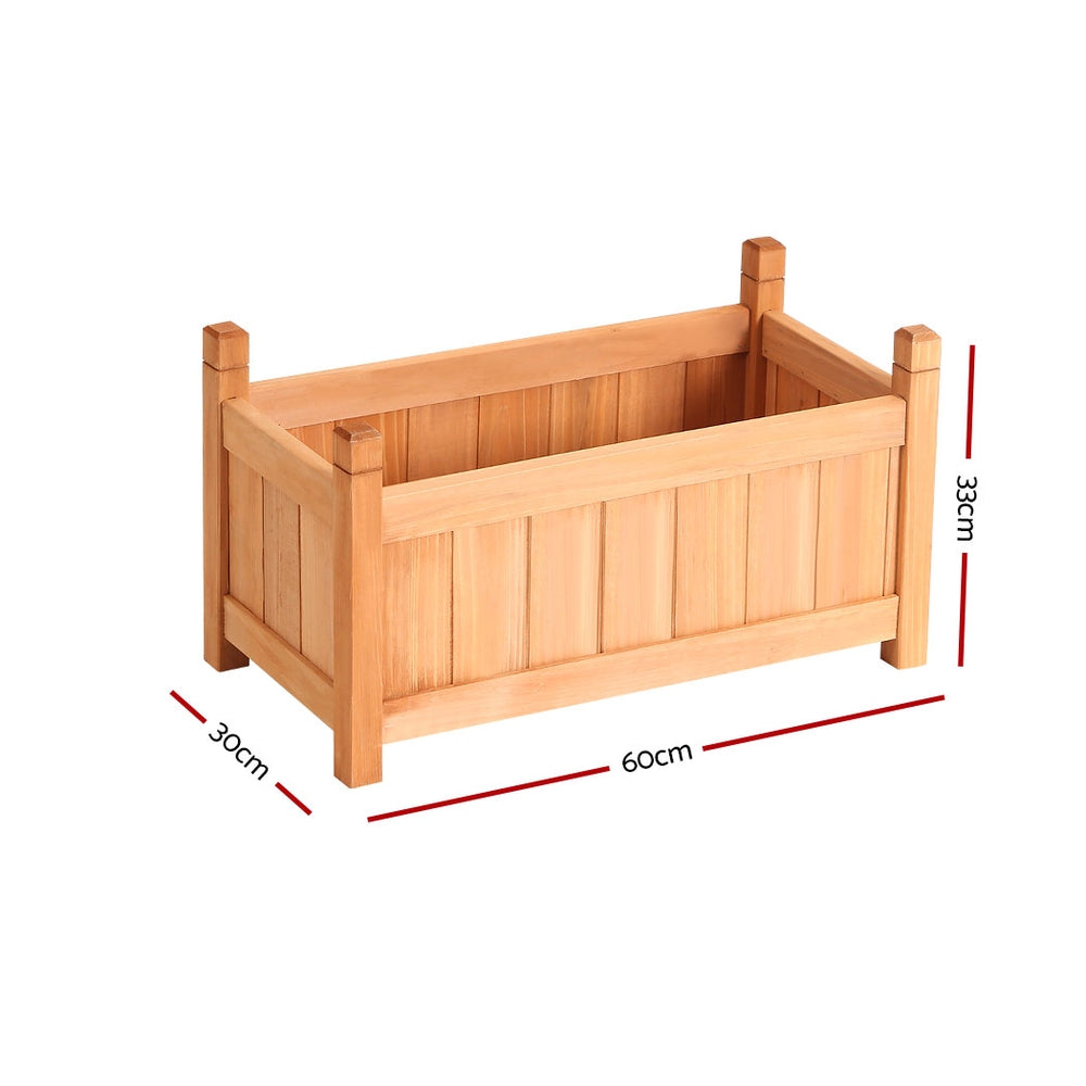 Greenfingers Wooden Planter Box 60x30x33cm Raised Garden Bed Brown
