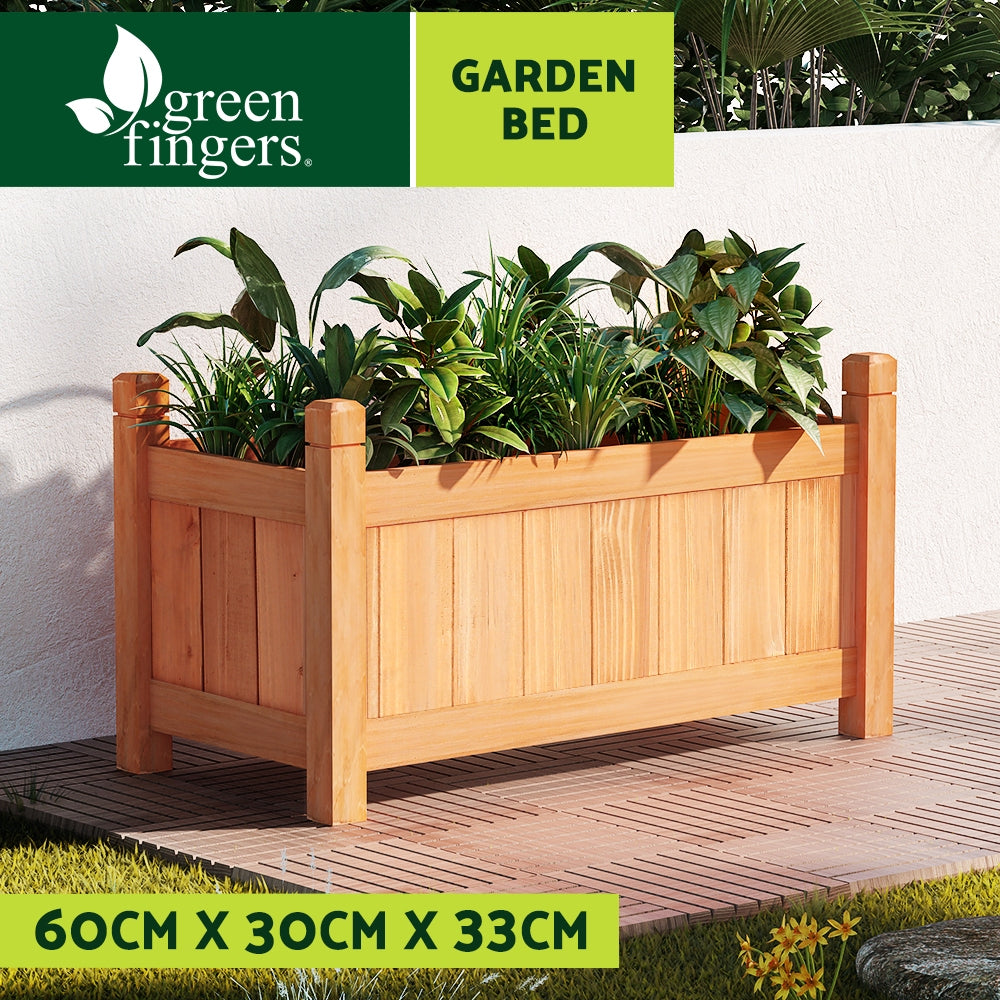 Greenfingers Wooden Planter Box 60x30x33cm Raised Garden Bed Brown