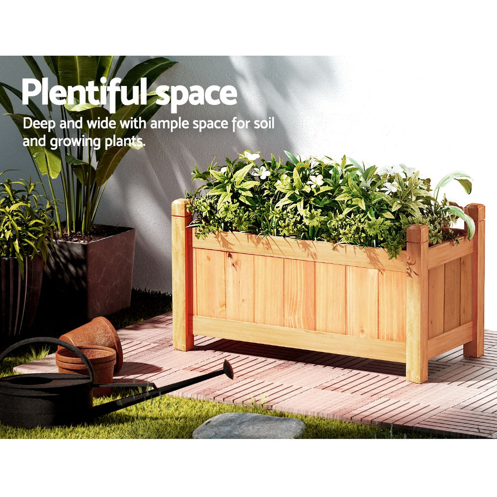 Greenfingers Wooden Planter Box 60x30x33cm Raised Garden Bed Brown