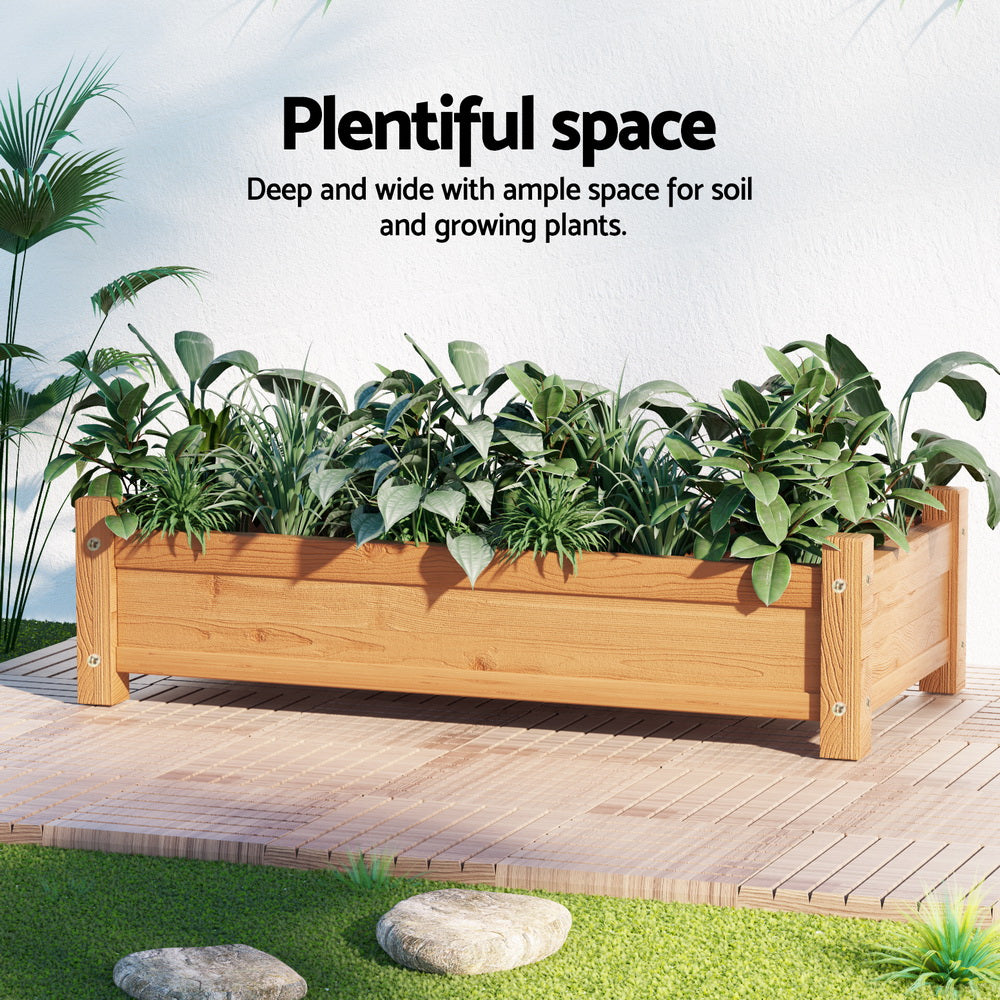 Green Fingers 65x33x16cm Wooden Raised Planter Box Natural