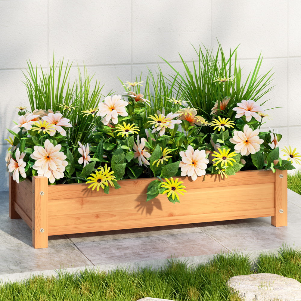Green Fingers 65x33x16cm Wooden Raised Planter Box Natural