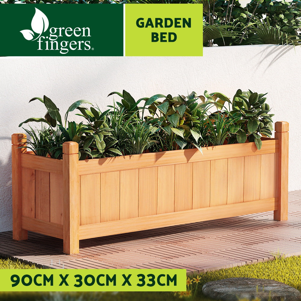 Greenfingers Wooden Planter Box Raised Garden Bed 90x30x33cm Brown