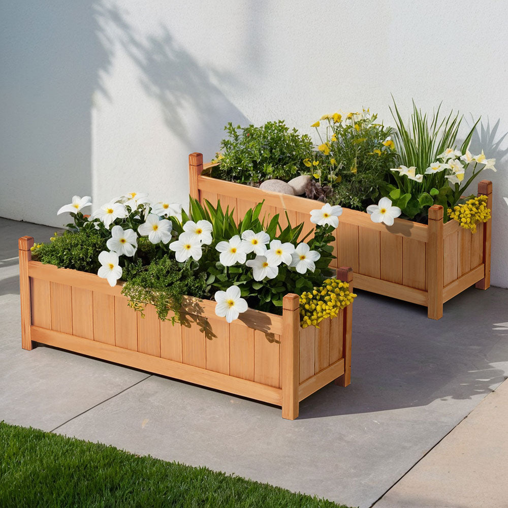 Greenfingers Raised Garden Bed 90x30x33cm Wooden Planter Box