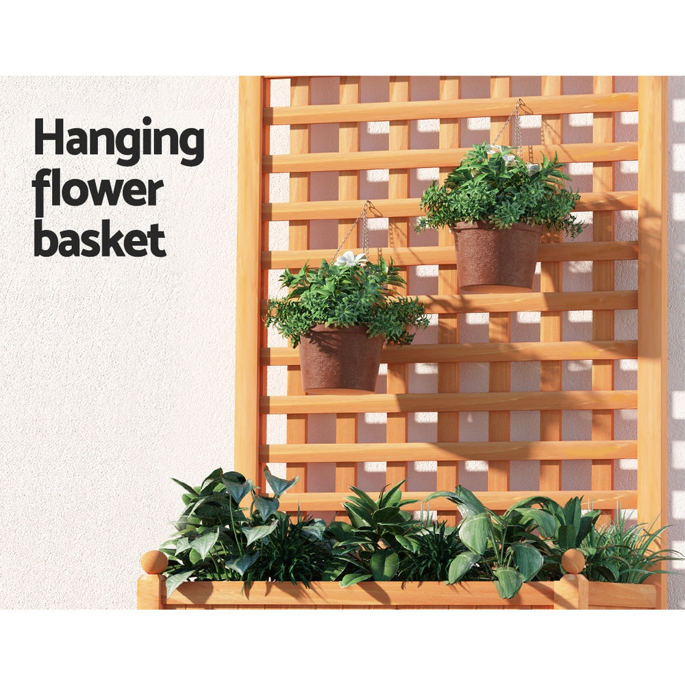 Greenfingers 64x35x115cm Wooden Raised Garden Bed Planter Box Trellis Brown