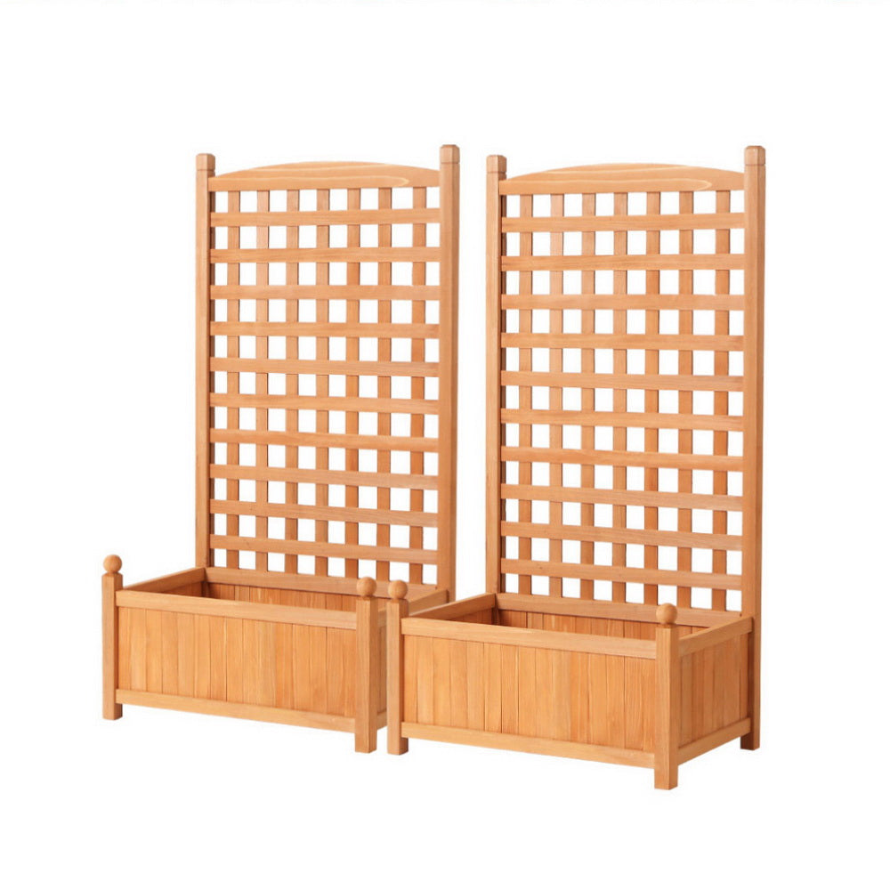 Green Fingers Wooden Garden Bed with Trellis 64x35x115cm