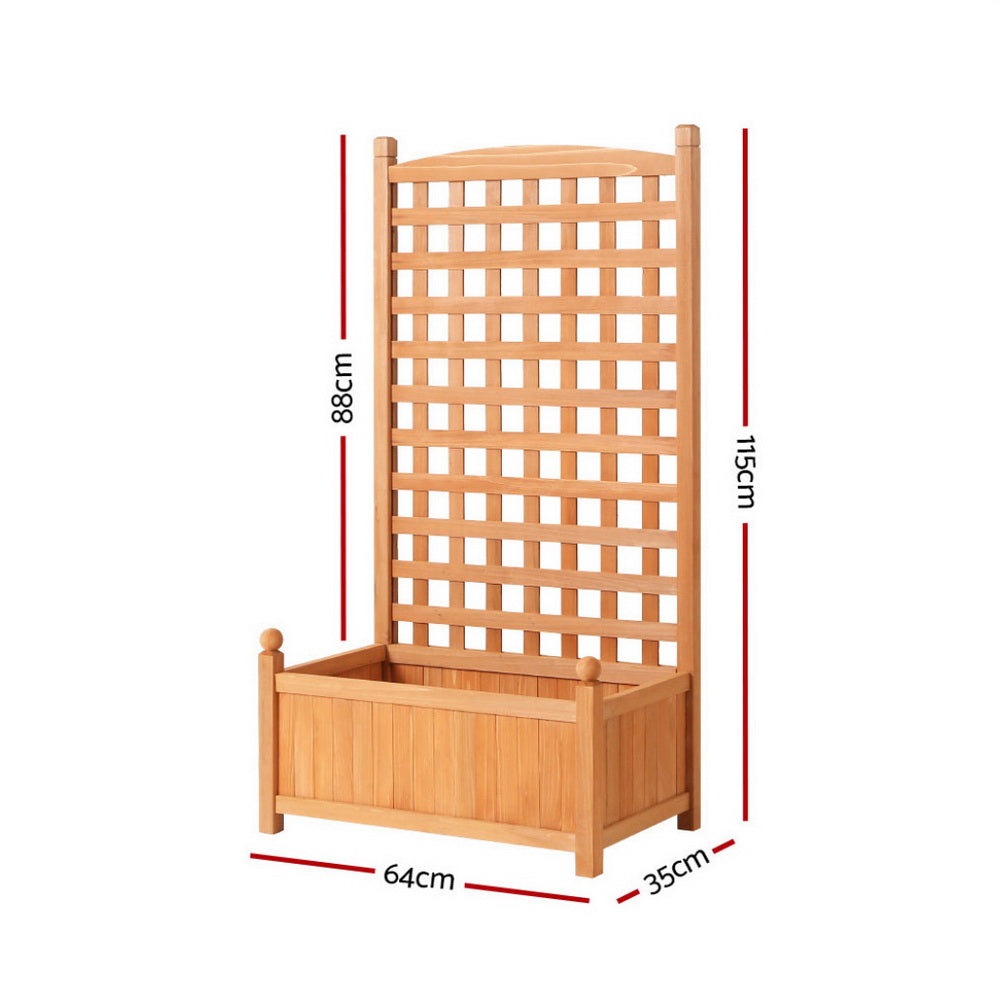Green Fingers Wooden Planter Box with Trellis 64x35x115cm Brown