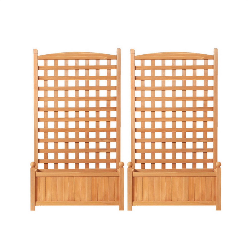 Green Fingers Wooden Planter Box with Trellis 64x35x115cm Brown