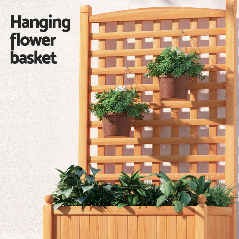 Green Fingers Wooden Planter Box with Trellis 64x35x115cm Brown