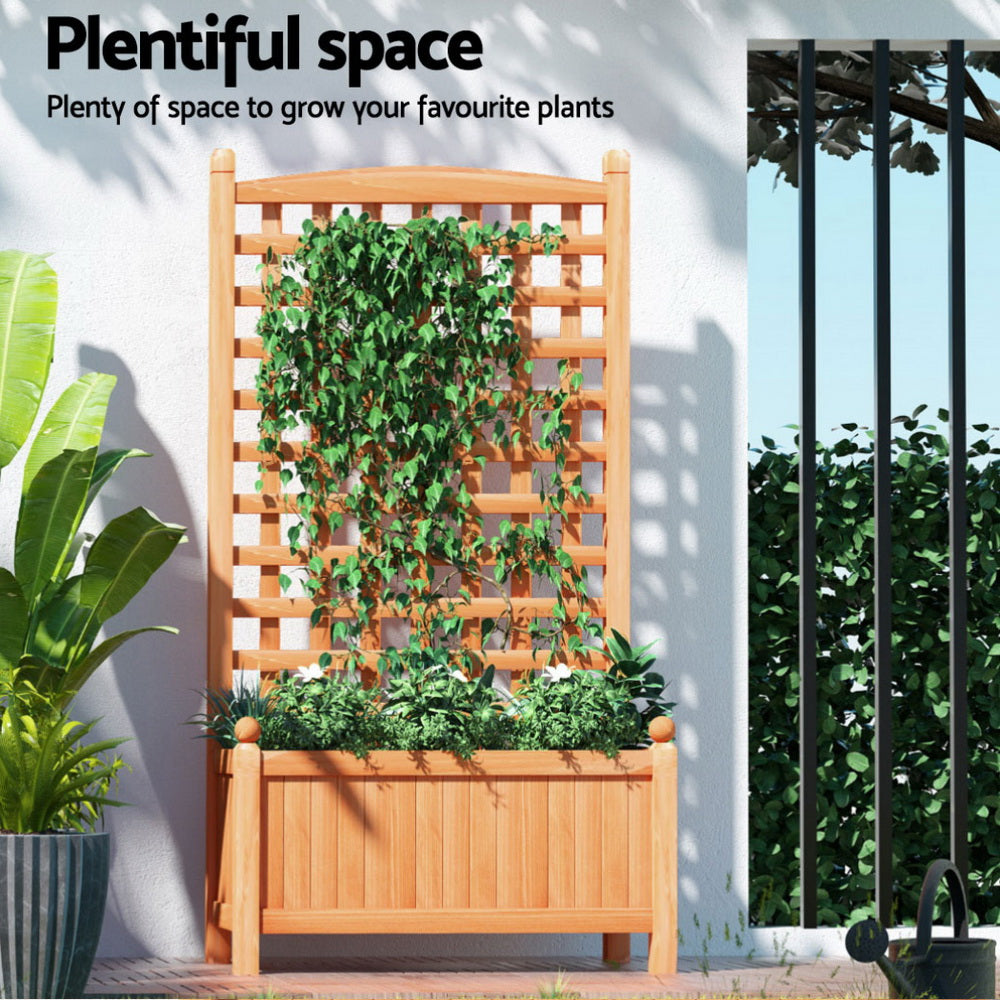 Green Fingers Wooden Planter Box with Trellis 64x35x115cm Brown